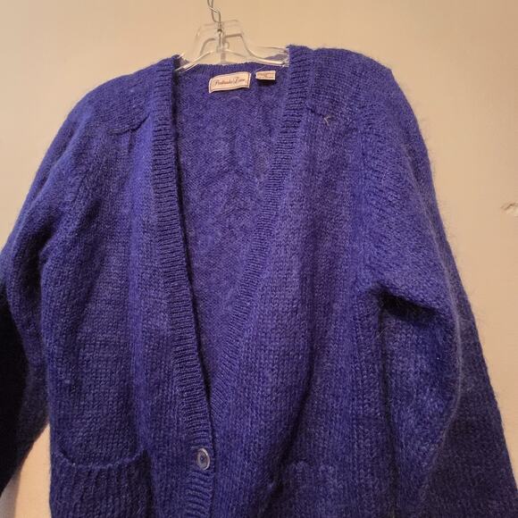Vtg 80s 90s Pembroke Lane Mohair Blend Cardigan Sweater Womens MED Blue Preppy - Picture 4 of 10